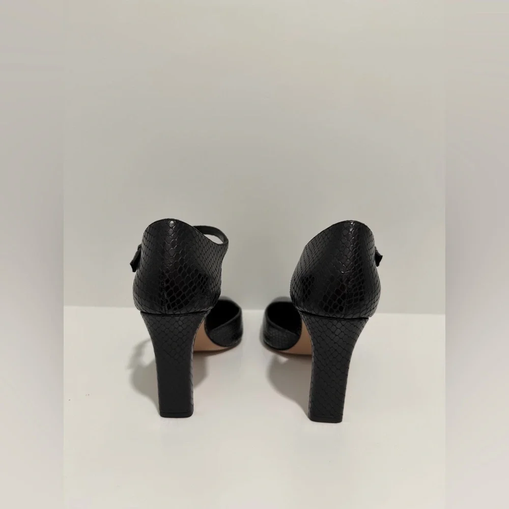 J. Crew Made-in-Spain Jules pumps in snake-embossed black leather CC063 $278 11